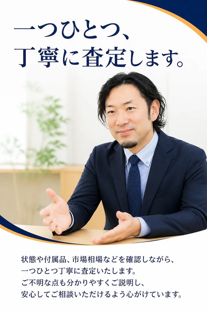登米市を中心にブランド品・貴金属・腕時計・ジュエリー・カメラなどを一点から丁寧に査定し、安心して相談できる総合買取専門店にこにこ堂